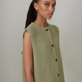 Bouclé Vest Merino Cashmere - Matcha