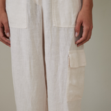 Cargo Pants Linen - Blanc