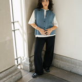 Bouclé Vest Merino Cashmere -  Petrol