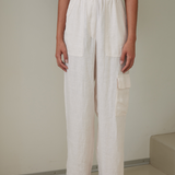 Cargo Pants Linen - Blanc