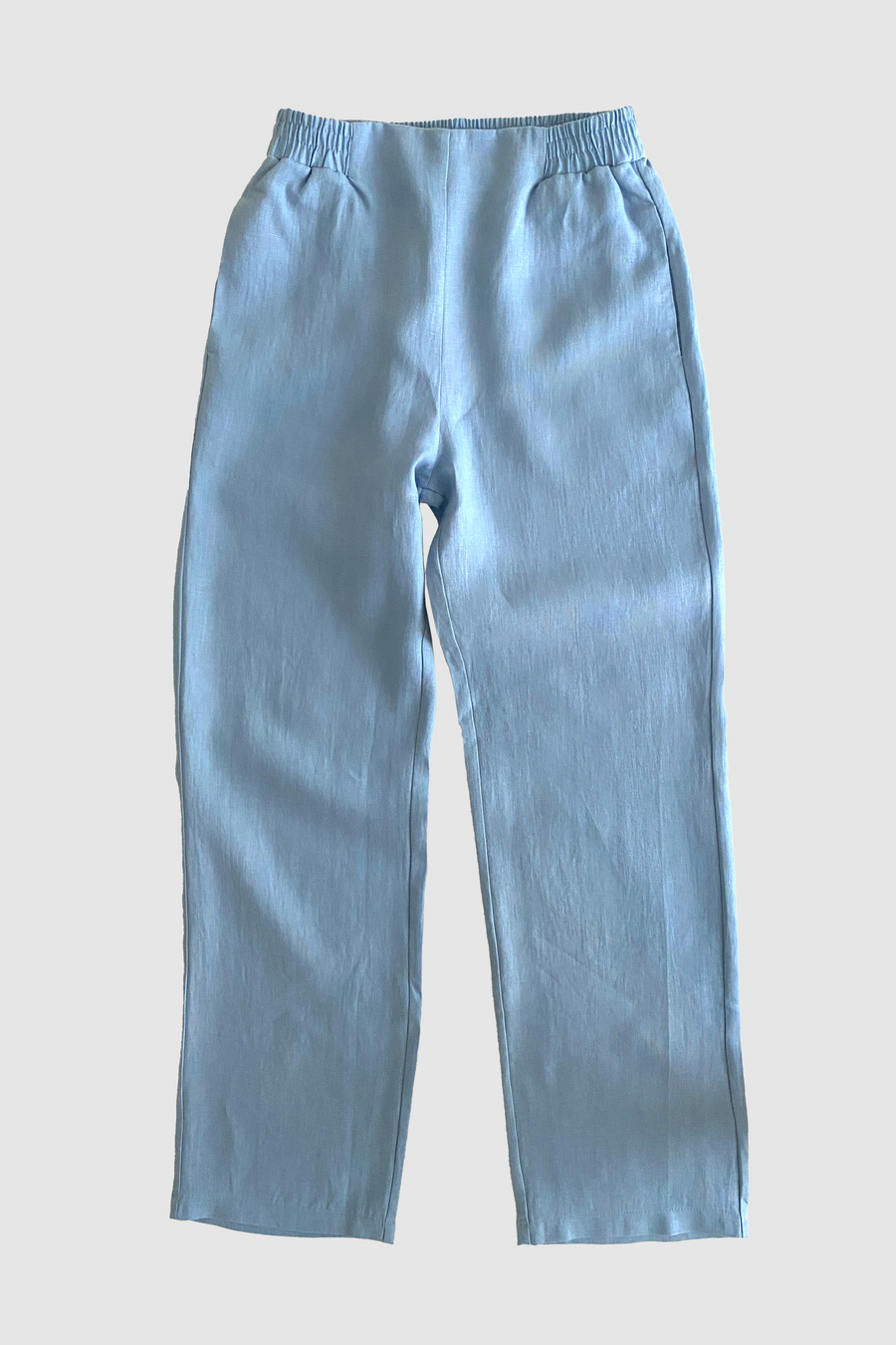Straight Trousers Linen - Pale Blue