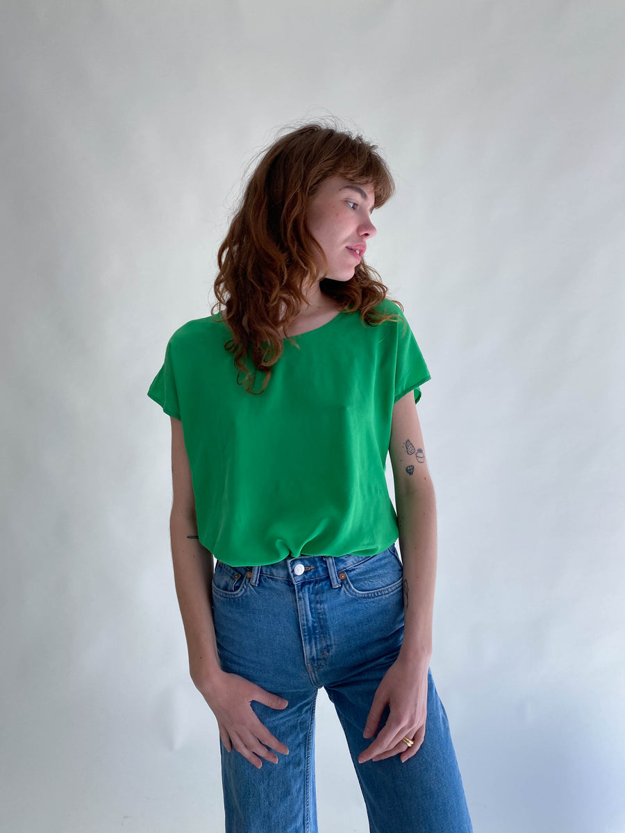 Vintage Silk T-Shirt Green No. 3
